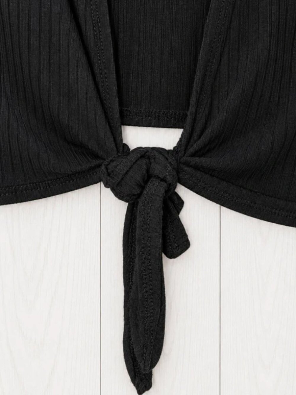 Vibe Sportswear Womens Black Ribbed Knit Tied Open Back M - Picture 3 of 5
